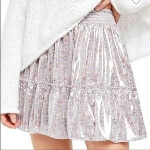 Free People Shiny Metallic Pink Floral Bubble Smoc